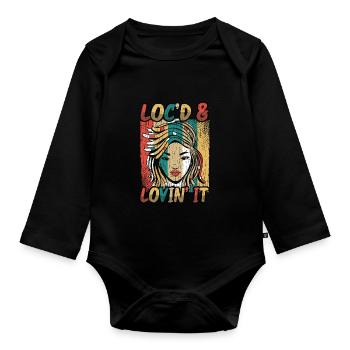 Locd And Lovin It Dreadlocks Melanin Black Queen - Baby Bio-Langarm-Body - Schwarz - Vorne