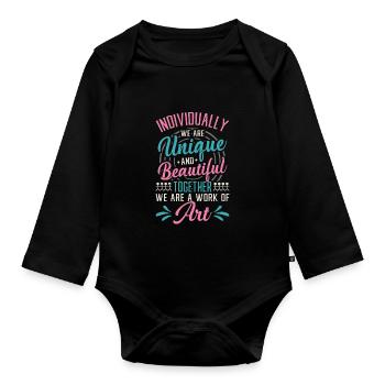 Ensemble, nous sommes une œuvre d’art, enseignante préscolaire - Body Bébé bio manches longues - noir - Devant