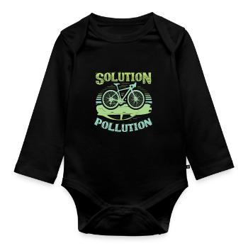 Polution Solution Umweltschutz Radfahren - Baby Bio-Langarm-Body - Schwarz - Vorne