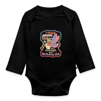Que je sois ta sœur est un cadeau - Body Bébé bio manches longues - noir - Devant