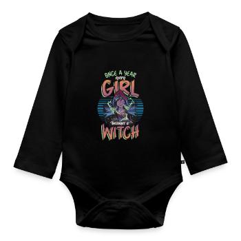 Une fois par an, chaque fille devient Halloween - Body Bébé bio manches longues - noir - Devant