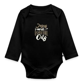 Christian Gifts Jesus and Essential Oils Gifts - Organic Longsleeve Baby Bodysuit - black - Front