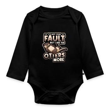 Ich Mag Die Otter Mehr - Otter Pun Sea Otters - Baby Bio-Langarm-Body - Schwarz - Vorne