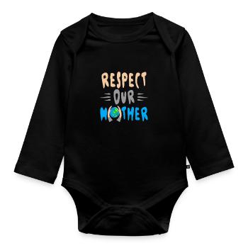 Environnementaliste Respectez notre Mère Terre Climat - Body Bébé bio manches longues - noir - Devant