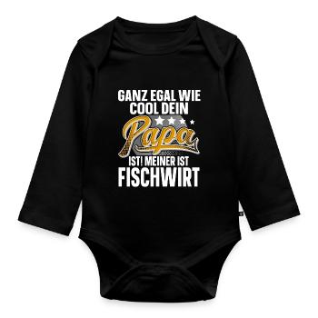 Fischwirt Papa Vater Vatertag Cooler Papa - Baby Bio-Langarm-Body - Schwarz - Vorne