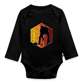 Curling sur glace Curling Retro Cadeau - Body Bébé bio manches longues - noir - Devant