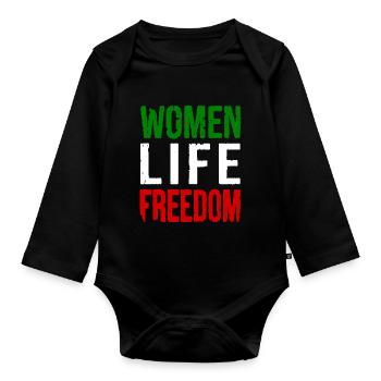 Women life freedom - Baby Bio-Langarm-Body - Schwarz - Vorne