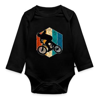 BMX Rad Fahrrad Retro Geschenk Bicycle Motocross - Baby Bio-Langarm-Body - Schwarz - Vorne