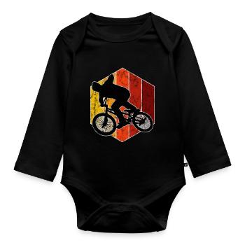 BMX Rad Fahrrad Retro Geschenk Bicycle Motocross - Baby Bio-Langarm-Body - Schwarz - Vorne