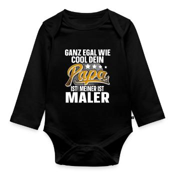 Maler Papa Vater Vatertag Cooler Papa - Baby Bio-Langarm-Body - Schwarz - Vorne