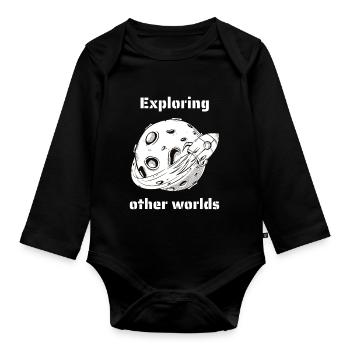 Exploring Other Worlds Retro Outer Space Designs - Baby Bio-Langarm-Body - Schwarz - Vorne