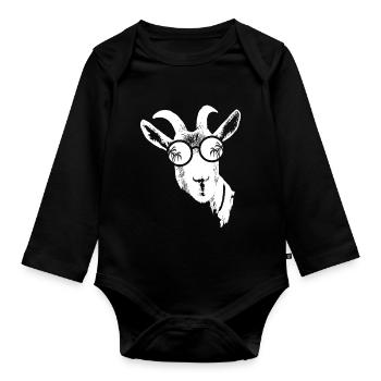Ziege Tierliebhaber Naturfans Sonnenbrille Ziegenl - Baby Bio-Langarm-Body - Schwarz - Vorne