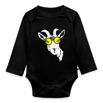 Ziege Tierliebhaber Naturfans Sonnenbrille Ziegenf - Baby Bio-Langarm-Body - Schwarz - Vorne
