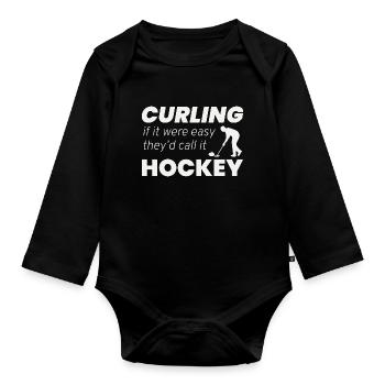 Curling Sweeping Winter Ice Sport Curler Hockey - Organic Longsleeve Baby Bodysuit - black - Front
