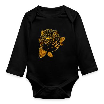 Kugelfisch T-Shirt - Baby Bio-Langarm-Body - Schwarz - Vorne
