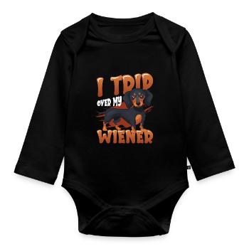 Ich Stolpere Über Meinen Wiener Hund - Baby Bio-Langarm-Body - Schwarz - Vorne