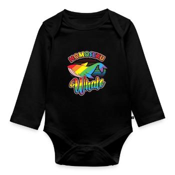 Gay Whale Rainbow Whale Lgbt - Body Bébé bio manches longues - noir - Devant