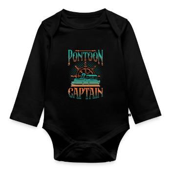 Ponton bateau, capitaine ponton - Body Bébé bio manches longues - noir - Devant