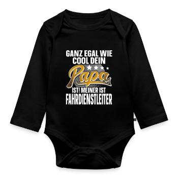 Fahrdienstleiter Papa Vater Vatertag Cooler Papa - Baby Bio-Langarm-Body - Schwarz - Vorne