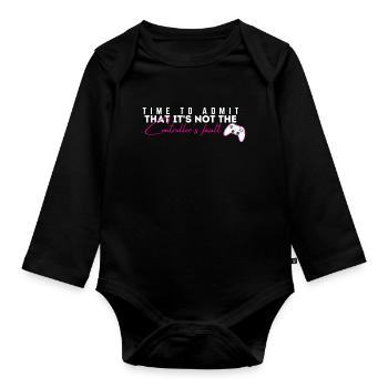 Controller's Fault Gamer Meme Tee - Organic Longsleeve Baby Bodysuit - black - Front