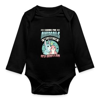Caring for animals - animal shelter, animal lovers - Organic Longsleeve Baby Bodysuit - black - Front