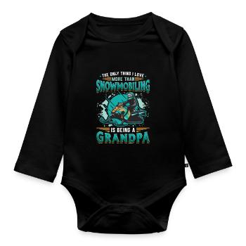 Snowmobiling, Grandpa, Snowmobile - Organic Longsleeve Baby Bodysuit - black - Front