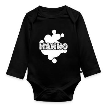 Prénom Hanno - Body Bébé bio manches longues - noir - Devant