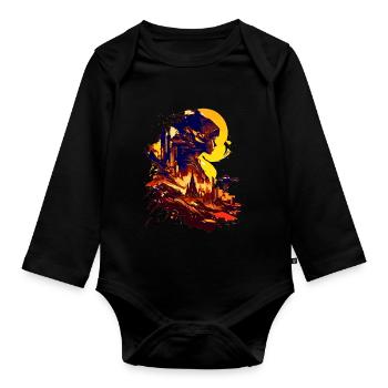 Sci-Fi auf einem fremden Planeten im All - Baby Bio-Langarm-Body - Schwarz - Vorne