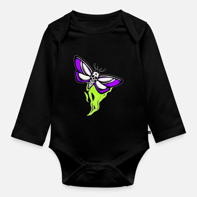 Crâne de papillon de nuit Schaedel - Body Bébé bio manches longues - noir