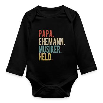 Musiker Papa Ehemann Held - Baby Bio-Langarm-Body - Schwarz - Vorne