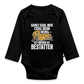 Bestatter Papa Vater Vatertag Cooler Papa - Baby Bio-Langarm-Body - Schwarz - Vorne