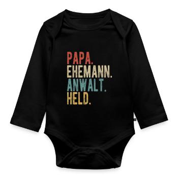 Anwalt Papa Ehemann Held - Baby Bio-Langarm-Body - Schwarz - Vorne