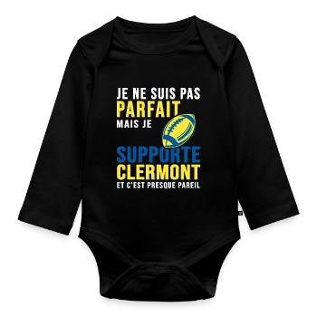 Rugby humour rugby clermont - Body Bébé bio manches longues - noir - Devant