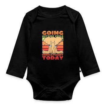 Draußen Zu Gehen, Fühlt Sich Heute Faul An - Baby Bio-Langarm-Body - Schwarz - Vorne