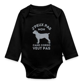 mon chien cane corso ne veut pas 2 - Body Bébé bio manches longues - noir - Devant