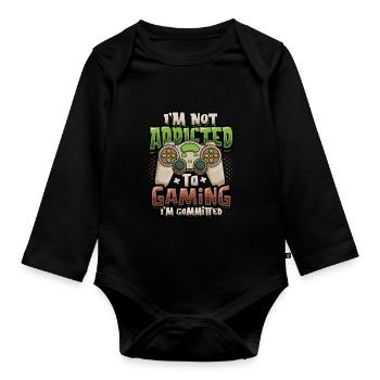 I'm not addicted to gambling, I'm a gambler - Organic Longsleeve Baby Bodysuit - black - Front