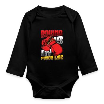 La boxe est ma punchline, les boxeurs, les arts martiaux - Body Bébé bio manches longues - noir - Devant