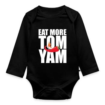 EAT MORE TOM YAM - weißes Design - Epic Shirt - Baby Bio-Langarm-Body - Schwarz - Vorne