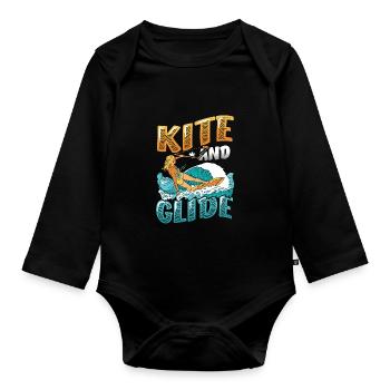 Kite Et Plan, Kitesurf - Body Bébé bio manches longues - noir - Devant