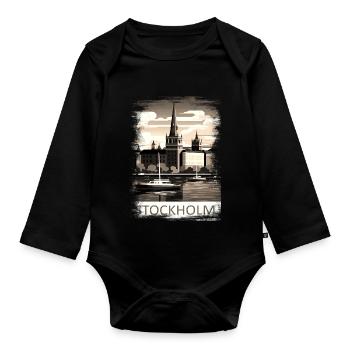 Stockholm, Schweden, Schweden, Skandinavien, Skandinavien - Baby Bio-Langarm-Body - Schwarz - Vorne