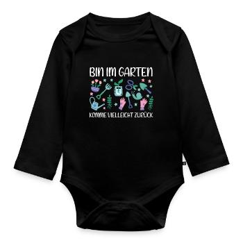 Süßer Garten Spruch Witzig Rechen Blumen Pflanzen - Baby Bio-Langarm-Body - Schwarz - Vorne