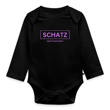 Schatz Happy Birthday - Baby Bio-Langarm-Body - Schwarz - Vorne