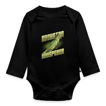 Cockatoo Whisperer, Cockatoo, Bird - Organic Longsleeve Baby Bodysuit - black - Front