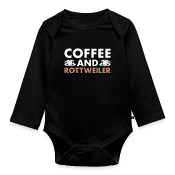 Café et Rottweiler - Body Bébé bio manches longues - noir - Devant