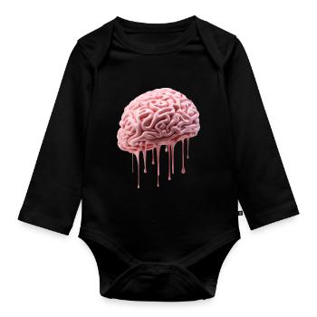 Melting Brain - Organic Longsleeve Baby Bodysuit - black - Front