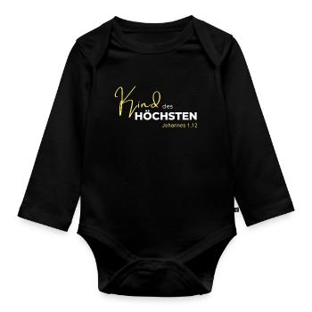 Kind des Höchsten - Johannes 1,12 - Baby Bio-Langarm-Body - Schwarz - Vorne
