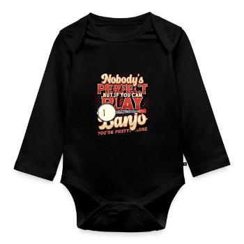 Parfait joueur de banjo, j’adore jouer du banjo - Body Bébé bio manches longues - noir - Devant