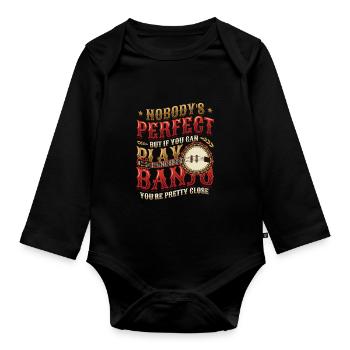 Parfait joueur de banjo, j’adore jouer du banjo - Body Bébé bio manches longues - noir - Devant
