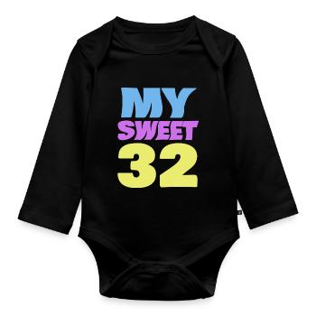 Sweet 32 - Organic Longsleeve Baby Bodysuit - black - Front
