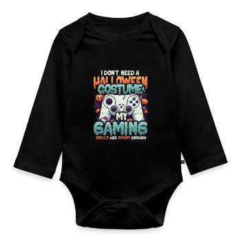 Spooky gaming skills for Halloween - Organic Longsleeve Baby Bodysuit - black - Front
